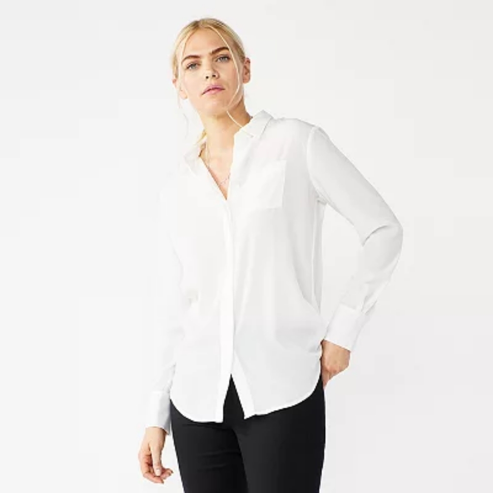 NINE WEST SLIM FIT LONG SLEEVE BUTTON DOWN SIZE LARGE